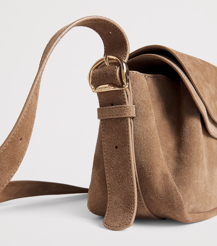 Sandro Paris Le Mambo cross-body bag in suede, imported from the UK