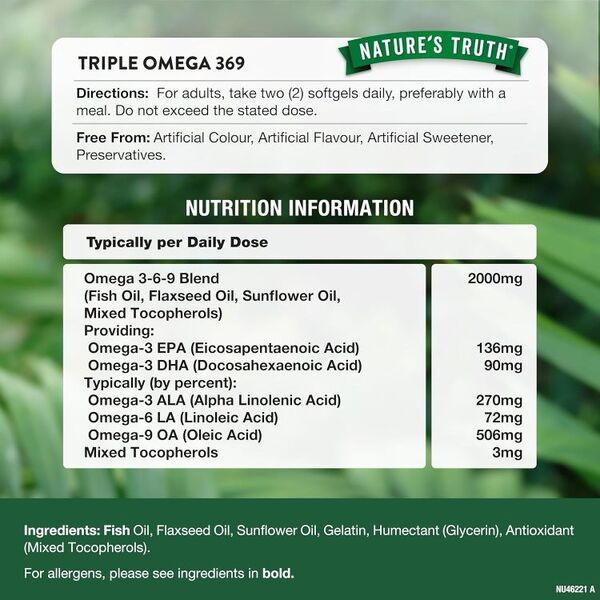 Nature's Truth Triple Omega 369 supplement 60 softgels, UK version
