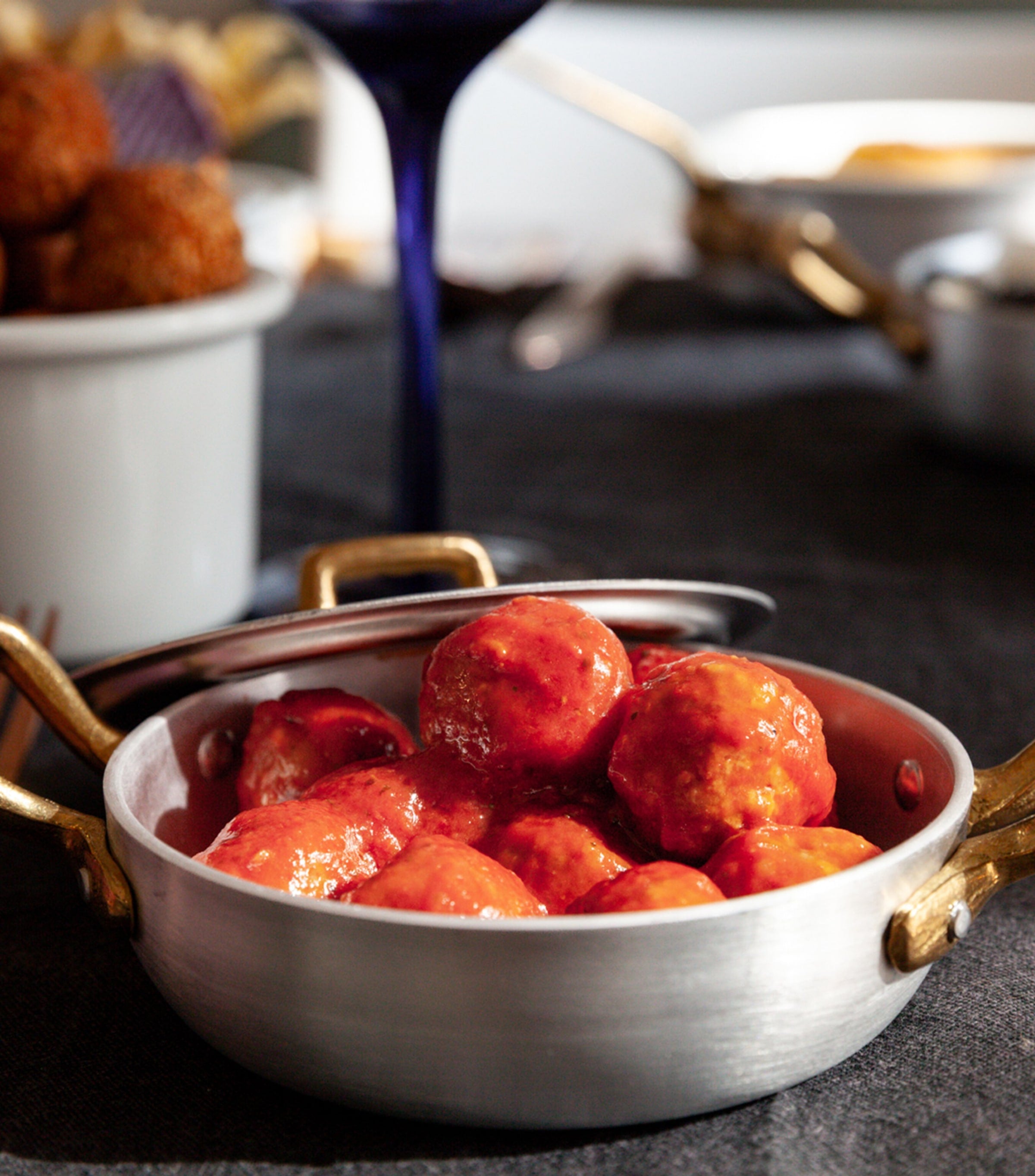 Marcato mini pan set with brushed aluminium pot and gold-tone handle, 12cm, imported from the UK
