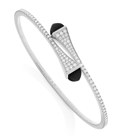 Harrods Marli New York Midi White Gold Diamond and Black Onyx Cleo Slip-On Bracelet- Buy online at McGrocer