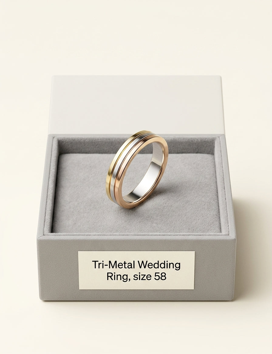 Cartier Vendome tri-colour gold wedding ring 3.5mm - British product