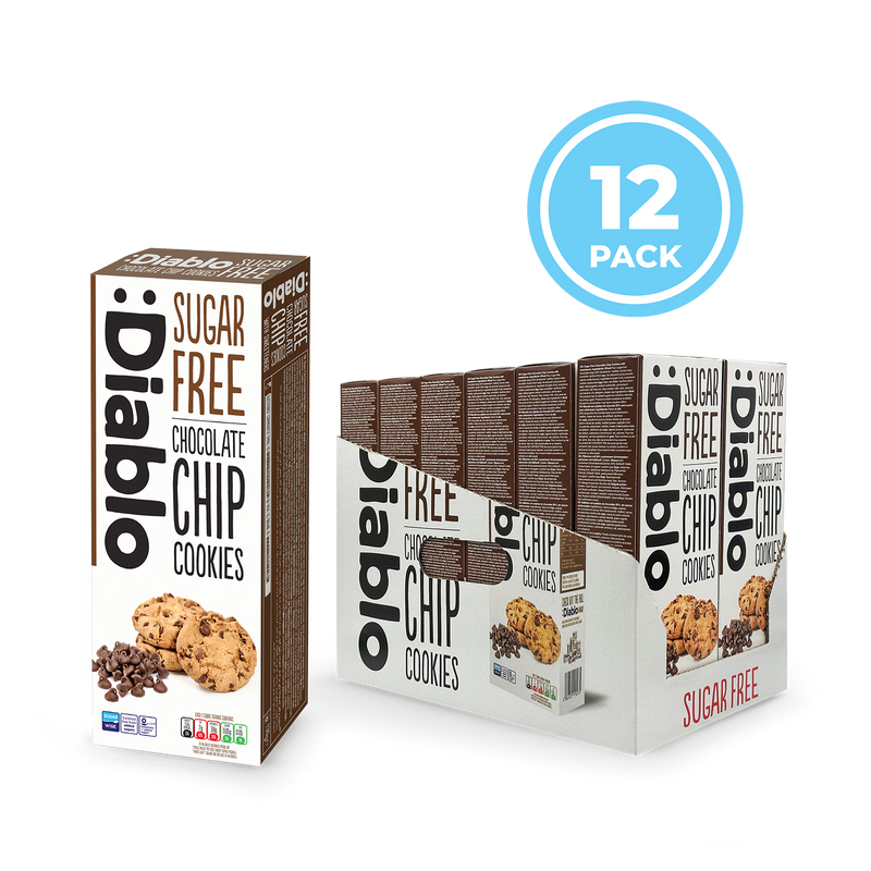 Diablo sugar free chocolate chip cookies pack of 12 130g - British product