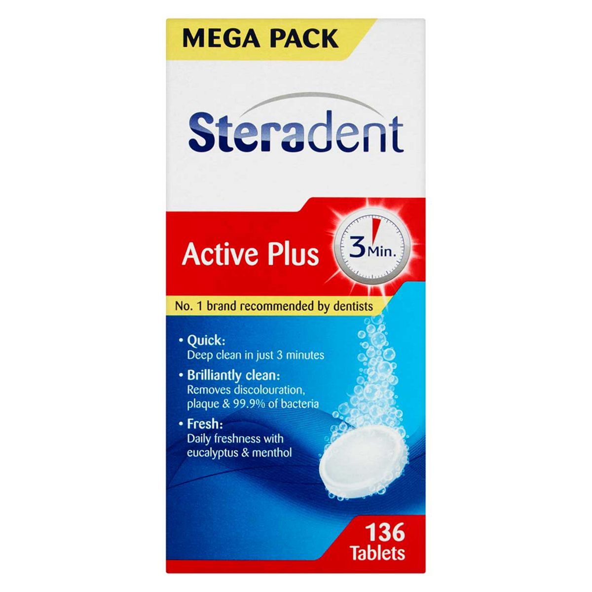 Steradent Active Plus Denture Cleaner Menthol - 136 Tablets GOODS Boots   