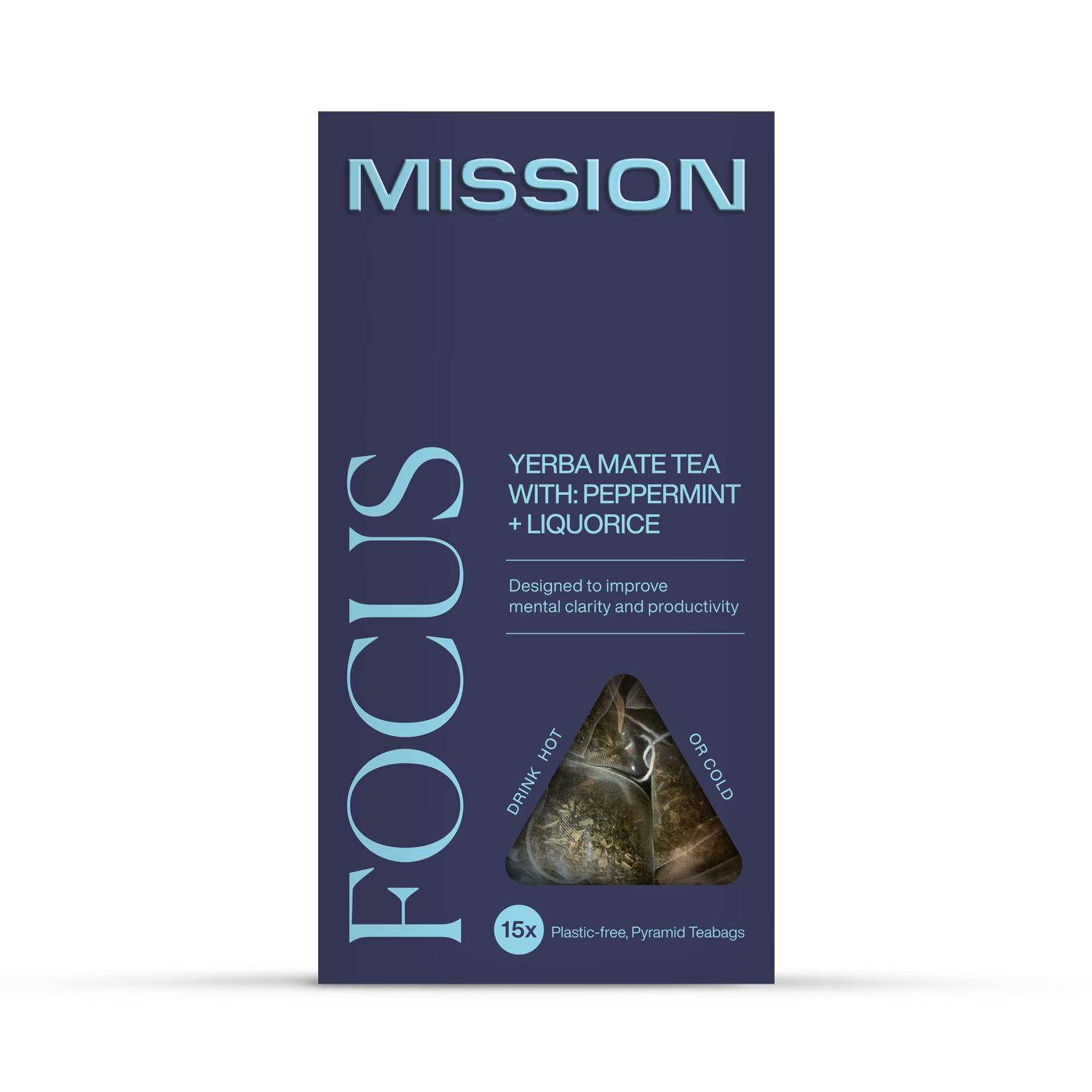 Mission Focus Yerba Mate tea peppermint liquorice 15 bags, imported from the UK