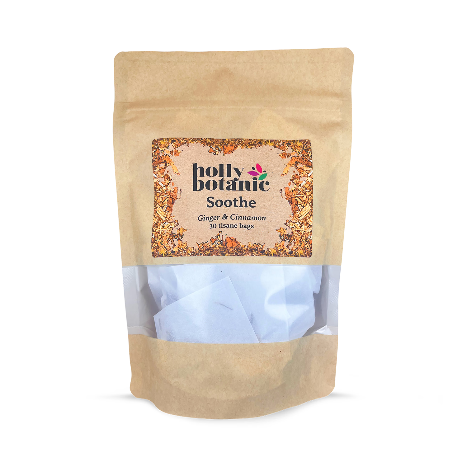 Holly Botanic Soothe Tisane ginger cinnamon 30 bags, imported from the UK