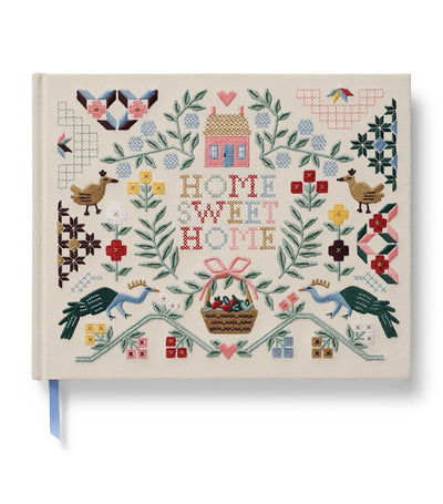 Harrods Rifle Paper Co. Embroidered Home Sweet Home Guestbook 21cm x 26cm- Buy online at McGrocer