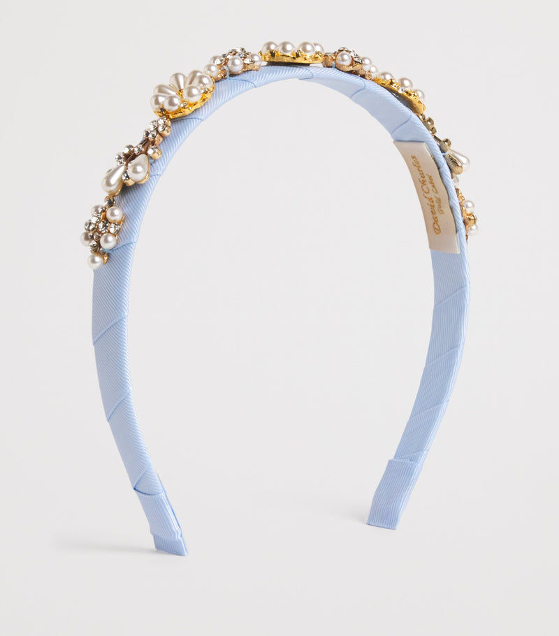 David Charles diamanté and faux pearl-embellished headband - British product