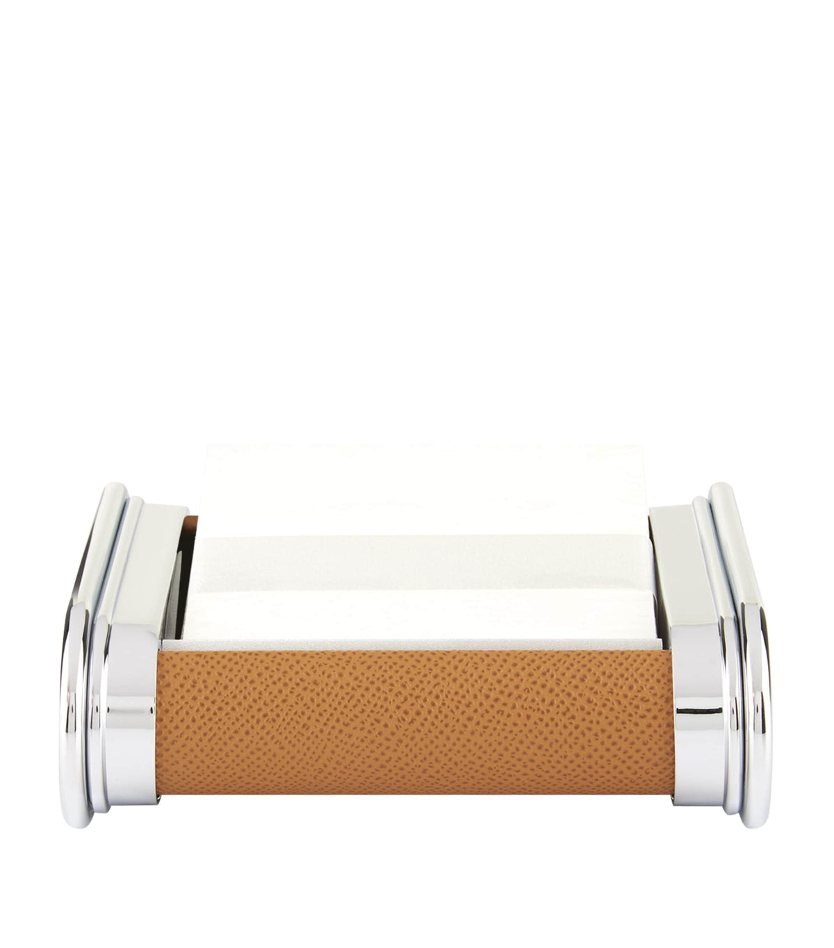 Handmade Calfskin Leather and Polished Metal Desk Organizer Box