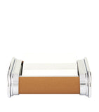 Handmade Calfskin Leather and Polished Metal Desk Organizer Box