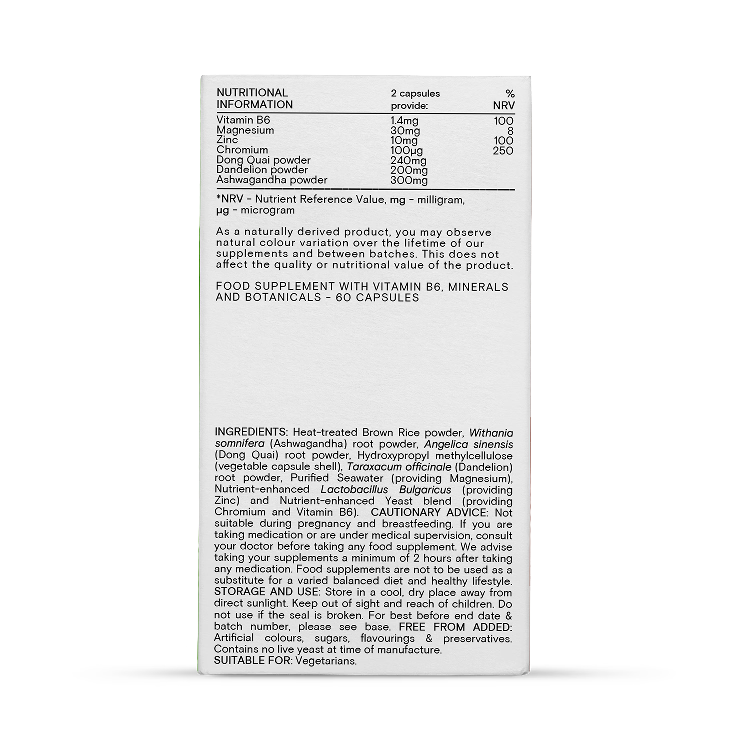 Wild Nutrition Food Grown Premenstrual Support 60 Capsules (British brand)