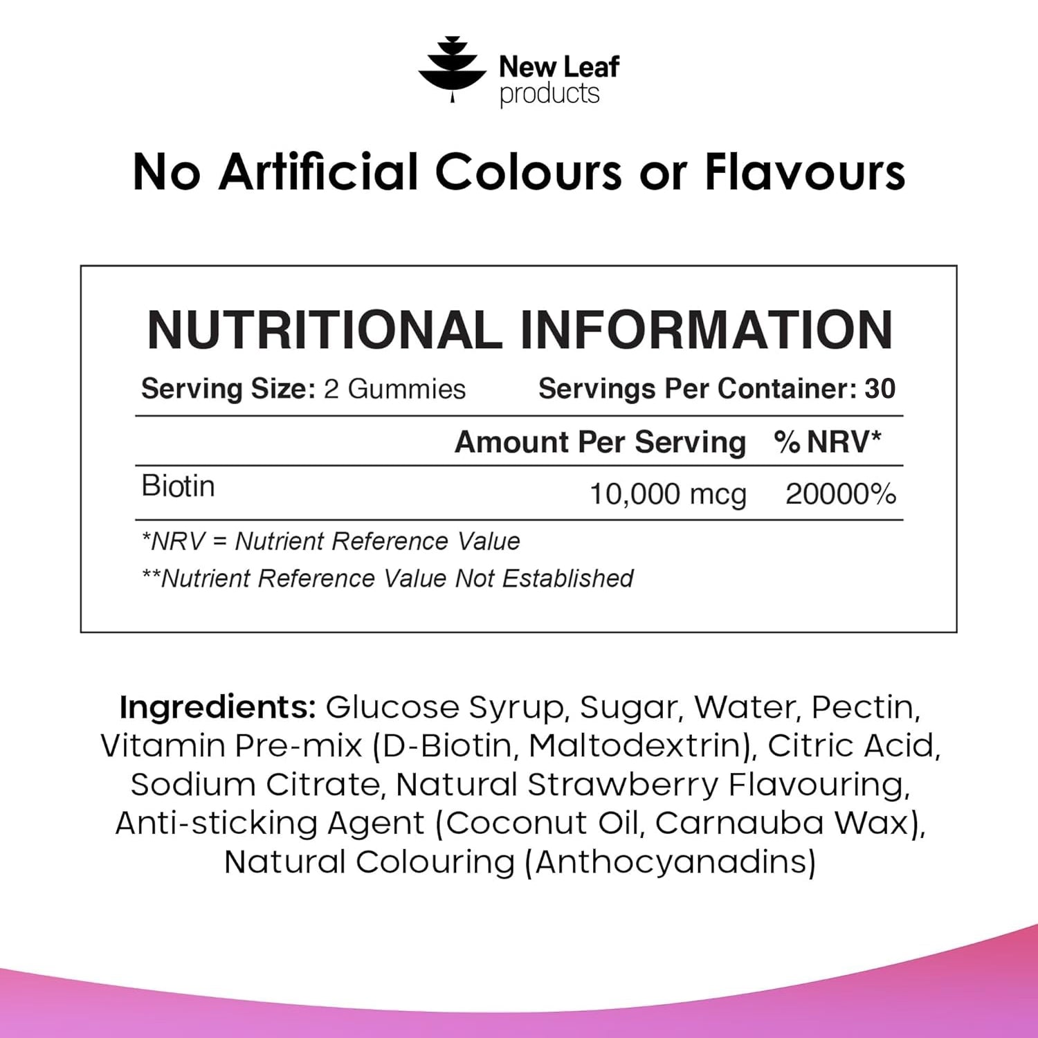 New Leaf Products Biotin Vitamin B7 gummies 60 count - British product