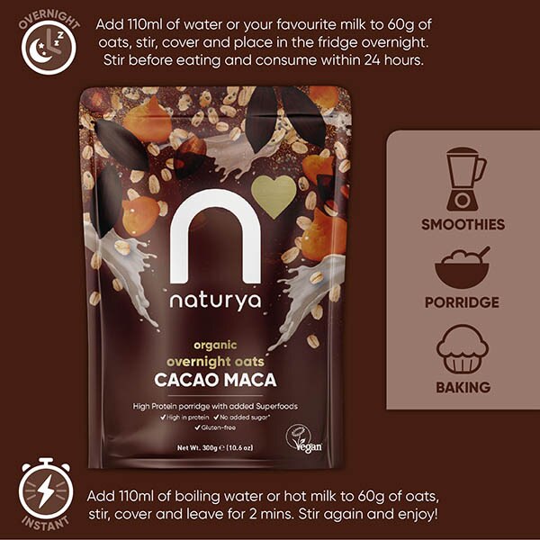 Naturya Cacao Maca Organic Overnight Breakfast Oats 300g GOODS Superdrug   