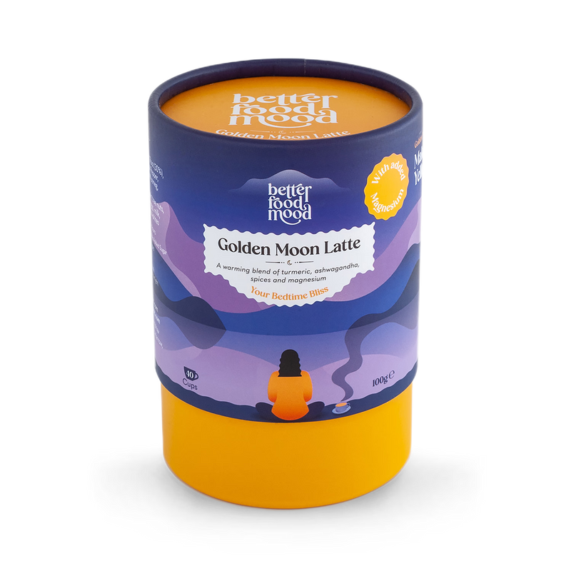 Golden Moon Turmeric Ashwagandha Latte Mix 100g, imported from the UK