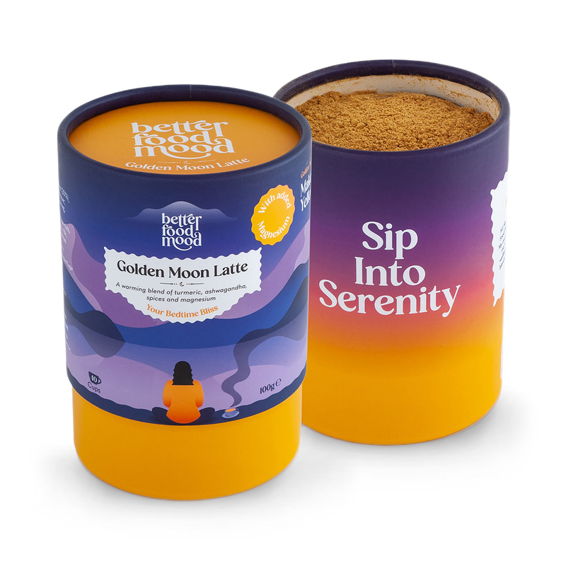 Golden Moon Turmeric Ashwagandha Latte Mix 100g, imported from the UK