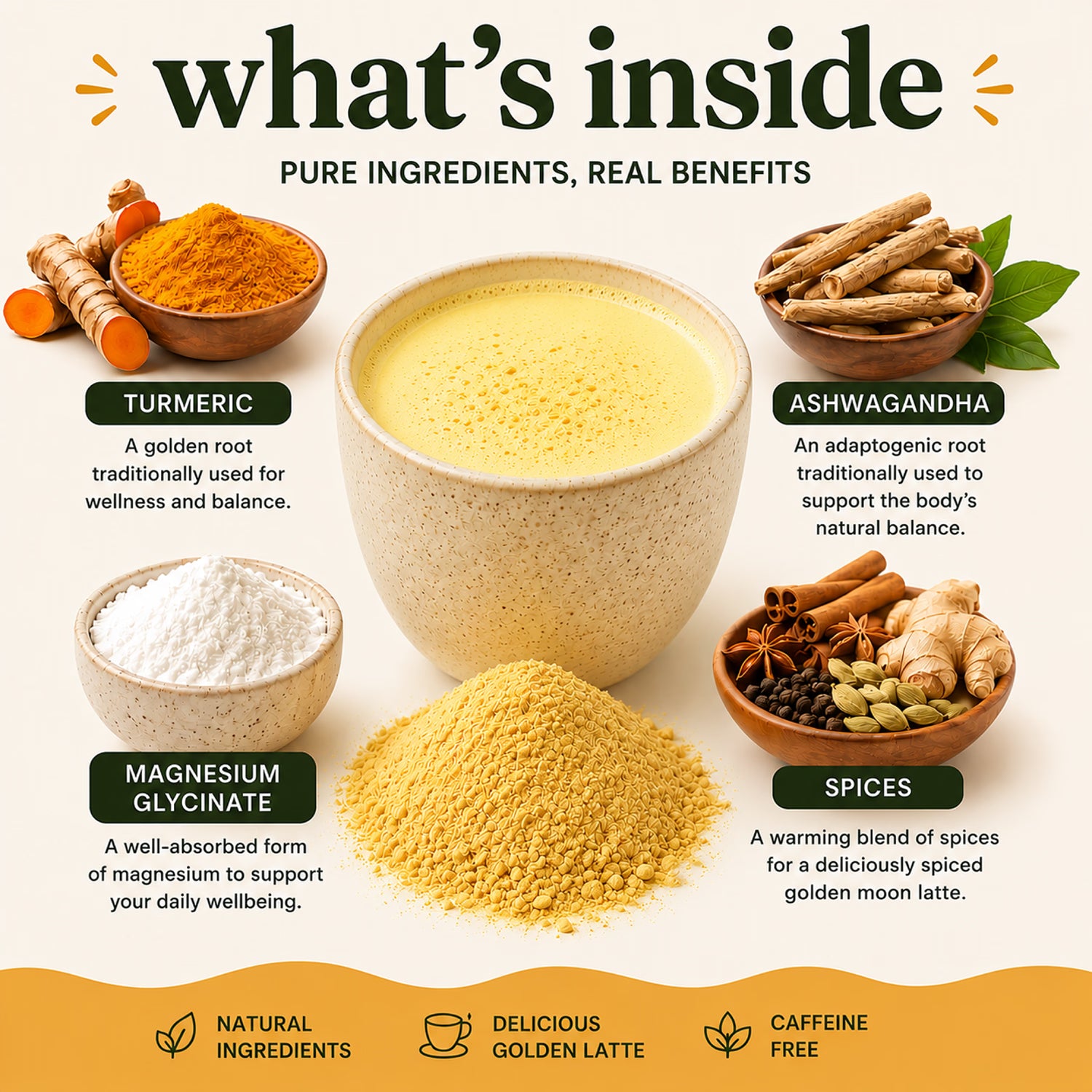 Golden Moon Turmeric Ashwagandha Latte Mix 100g, imported from the UK