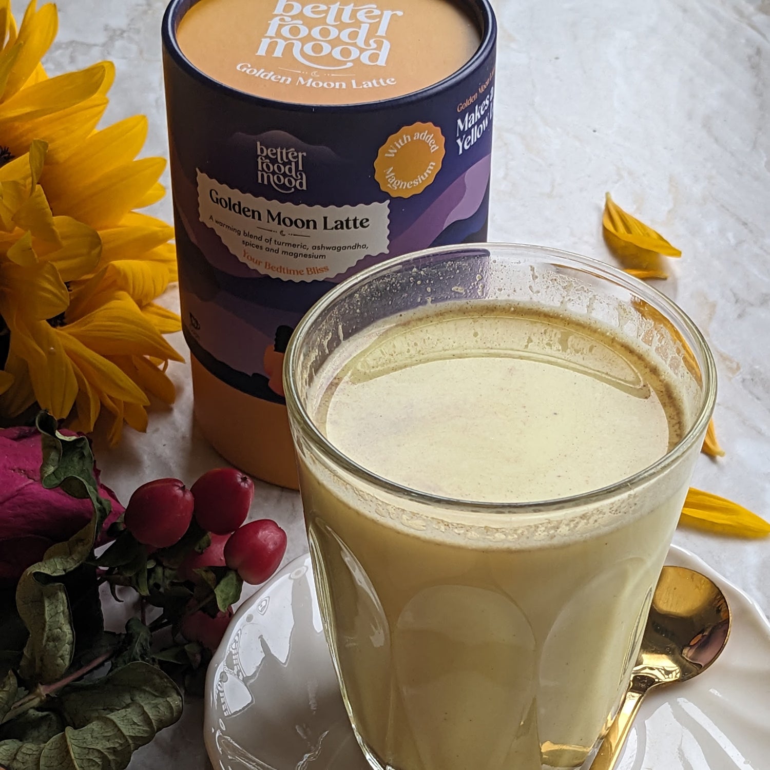Golden Moon Turmeric Ashwagandha Latte Mix 100g, imported from the UK