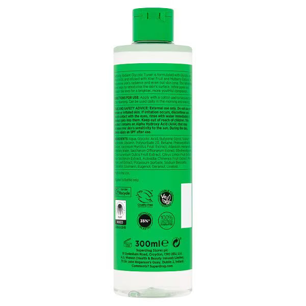 Naturally Radiant glycolic acid toner 300ml, imported from the UK
