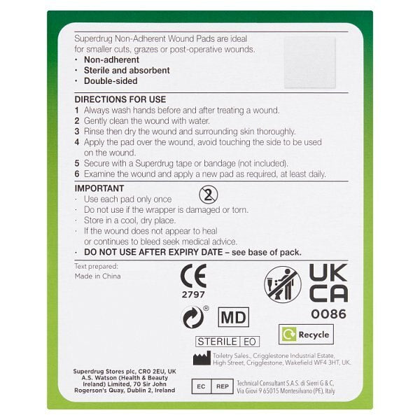 Superdrug Non-Adherent Wound Pad Small