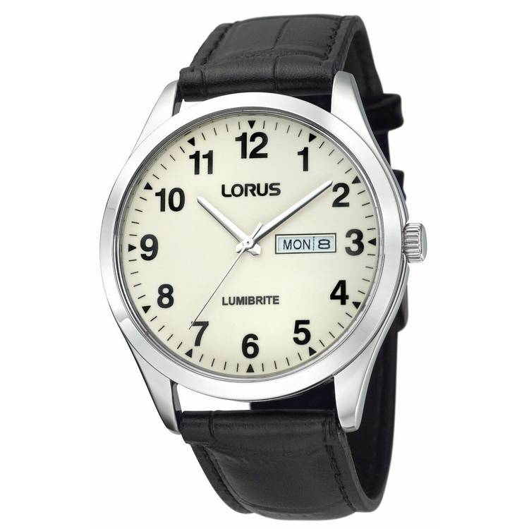 Lorus men's leather strap watch white dial 32mm (British brand)