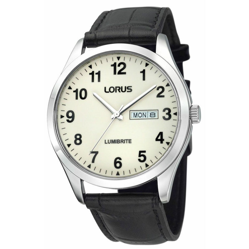 Lorus men's leather strap watch white dial 32mm (British brand)