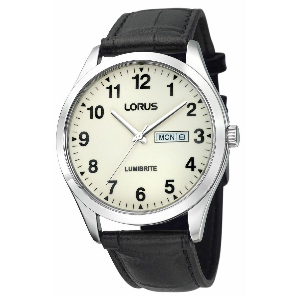 Lorus men's leather strap watch white dial 32mm (British brand)