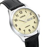 Lorus men's leather strap watch white dial 32mm (British brand)