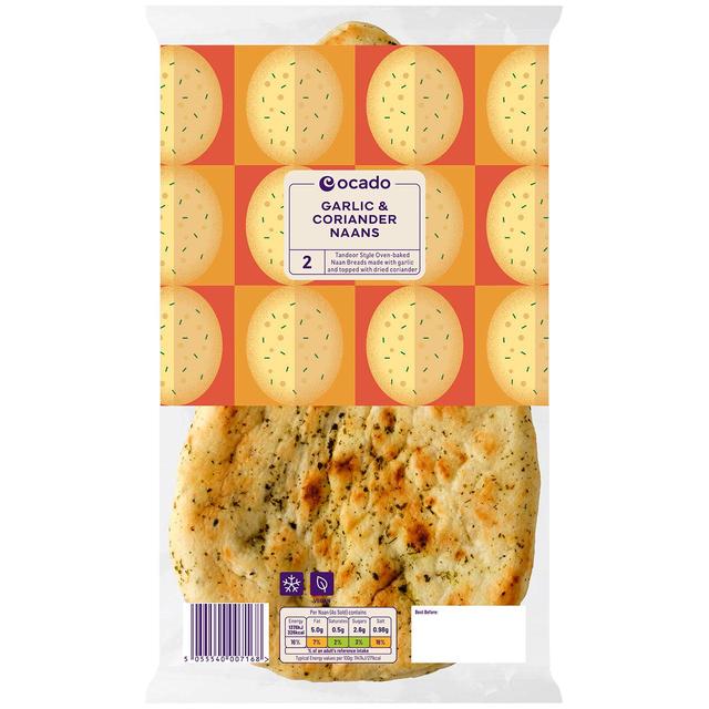 Ocado 2 Garlic & Coriander Naans   2 per pack