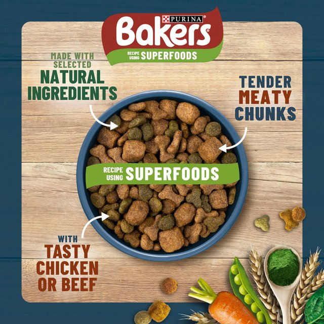 Bakers Beef with Vegetables Dry Dog Food   3kg GOODS M&S   