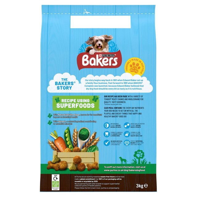 Bakers Beef with Vegetables Dry Dog Food   3kg GOODS M&S   