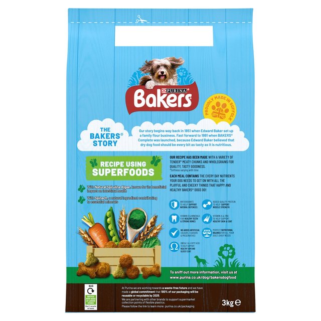 Bakers Chicken with Vegetables Dry Dog Food    3kg GOODS M&S   