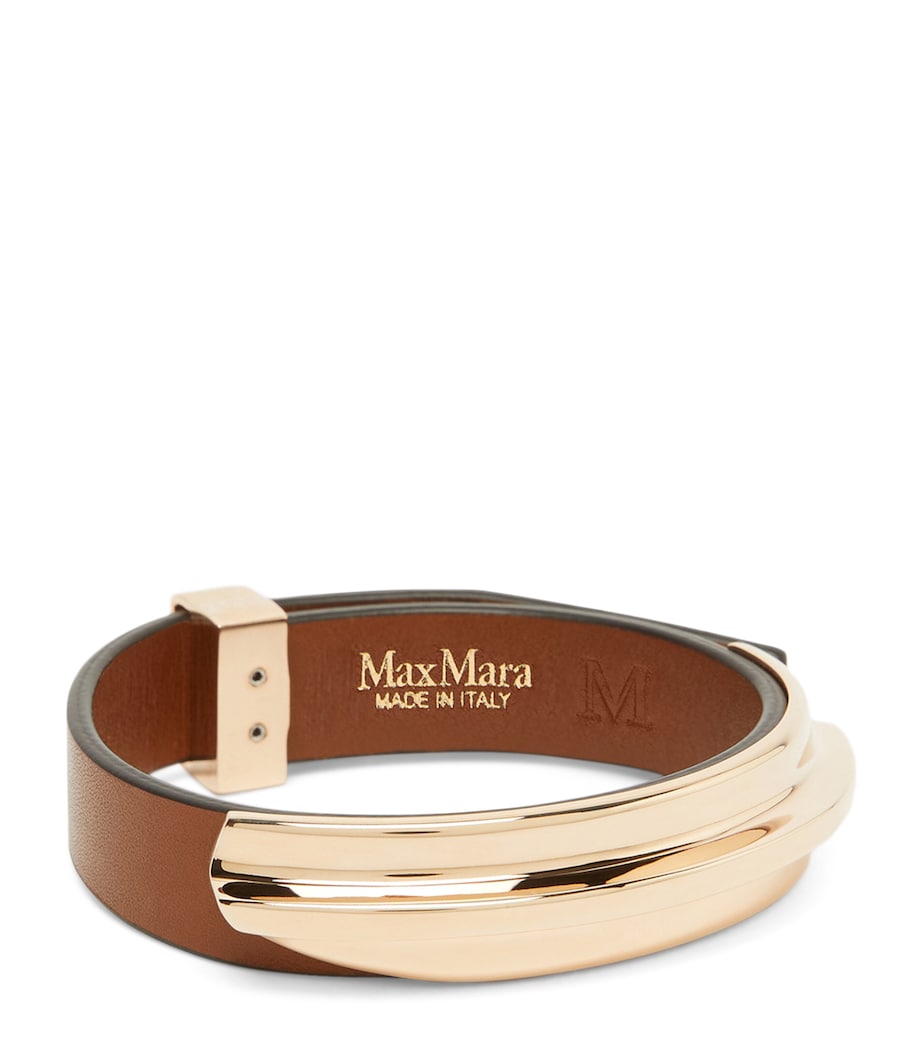 Max Mara leather cuff bracelet with metal clasp (British brand)