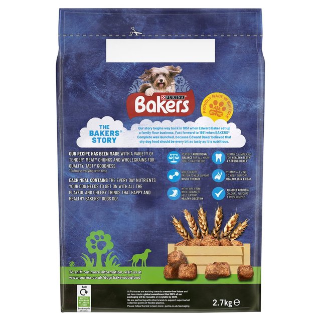 Bakers Meaty Meals Chicken Dry Dog Food    2.7kg GOODS M&S   