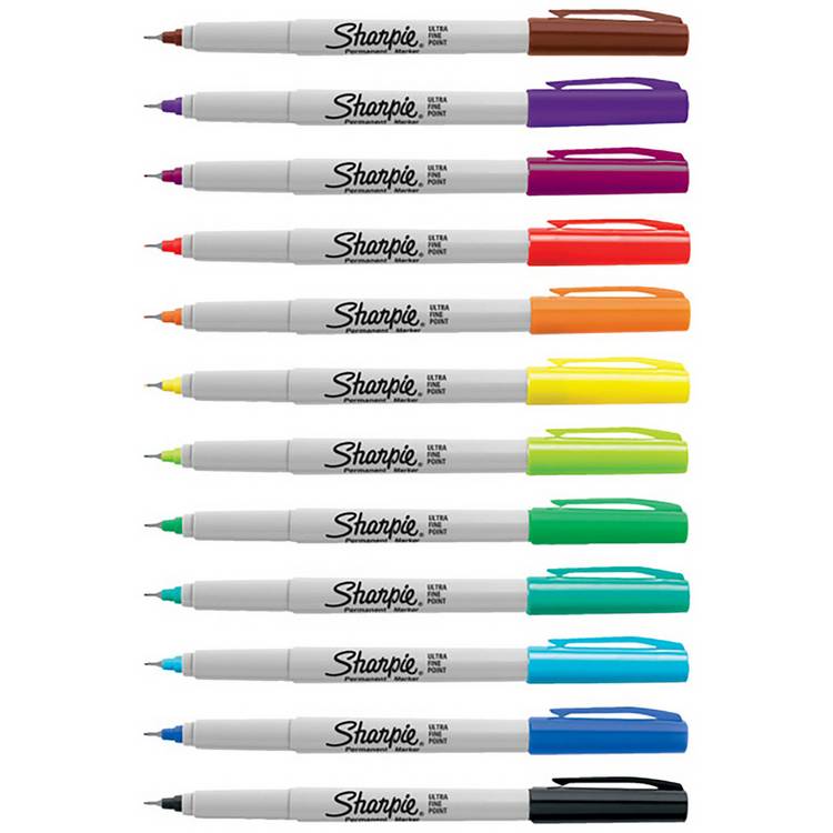 Sharpie ultra fine permanent markers 12 assorted colours (British brand)