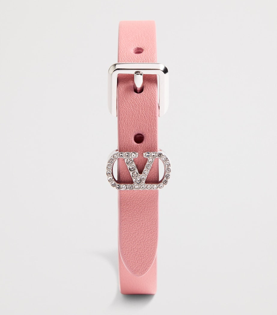 Valentino Garavani leather Ovalette bracelet with crystals (British brand)