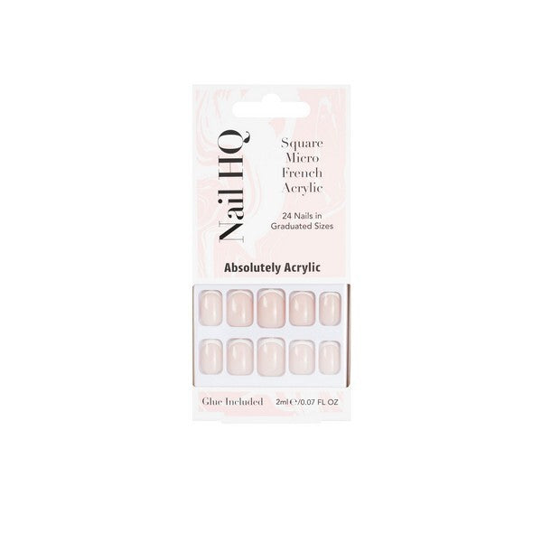 Nail HQ square micro French acrylic nails 24 pieces - British product