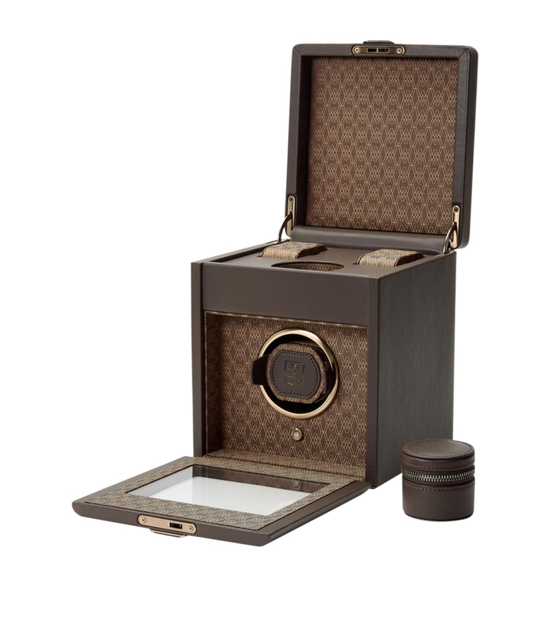 WOLF Earth watch winder in apple leather, automatic watch accessory (British brand)