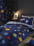 Catherine Lansfield Blue Lost In Space Reversible Duvet Cover Set - British product