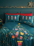 Catherine Lansfield Green Christmas Nutcracker Reversible Duvet Cover Set - British product