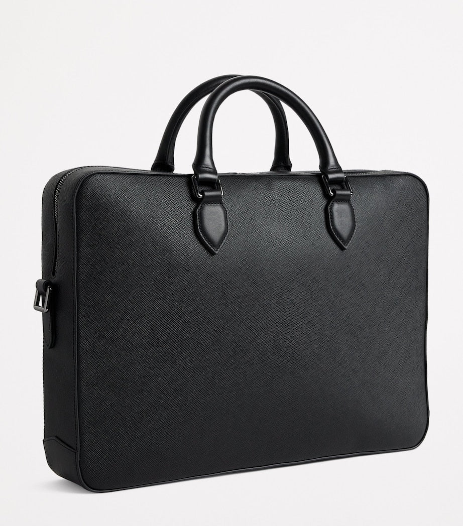 Saffiano Leather Briefcase with Compartmentalised Interior 30x40x7cm