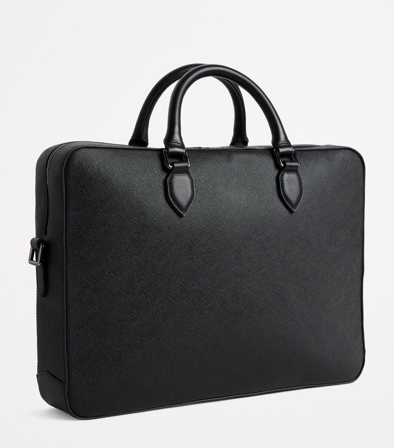 Saffiano Leather Briefcase with Compartmentalised Interior 30x40x7cm
