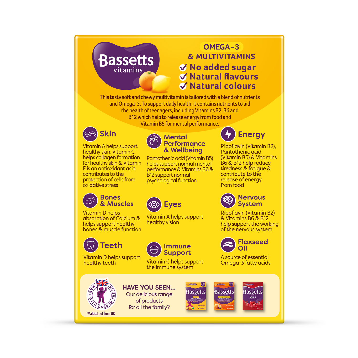 Bassetts Omega-3 multivitamin citrus gummies 30 (British brand)