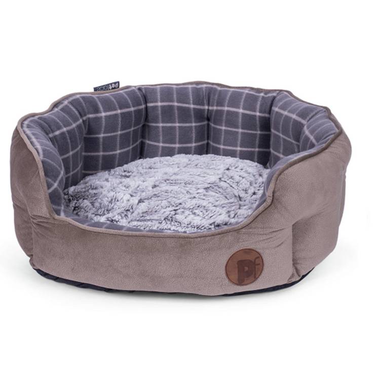Petface grey check dog bed large, imported from the UK