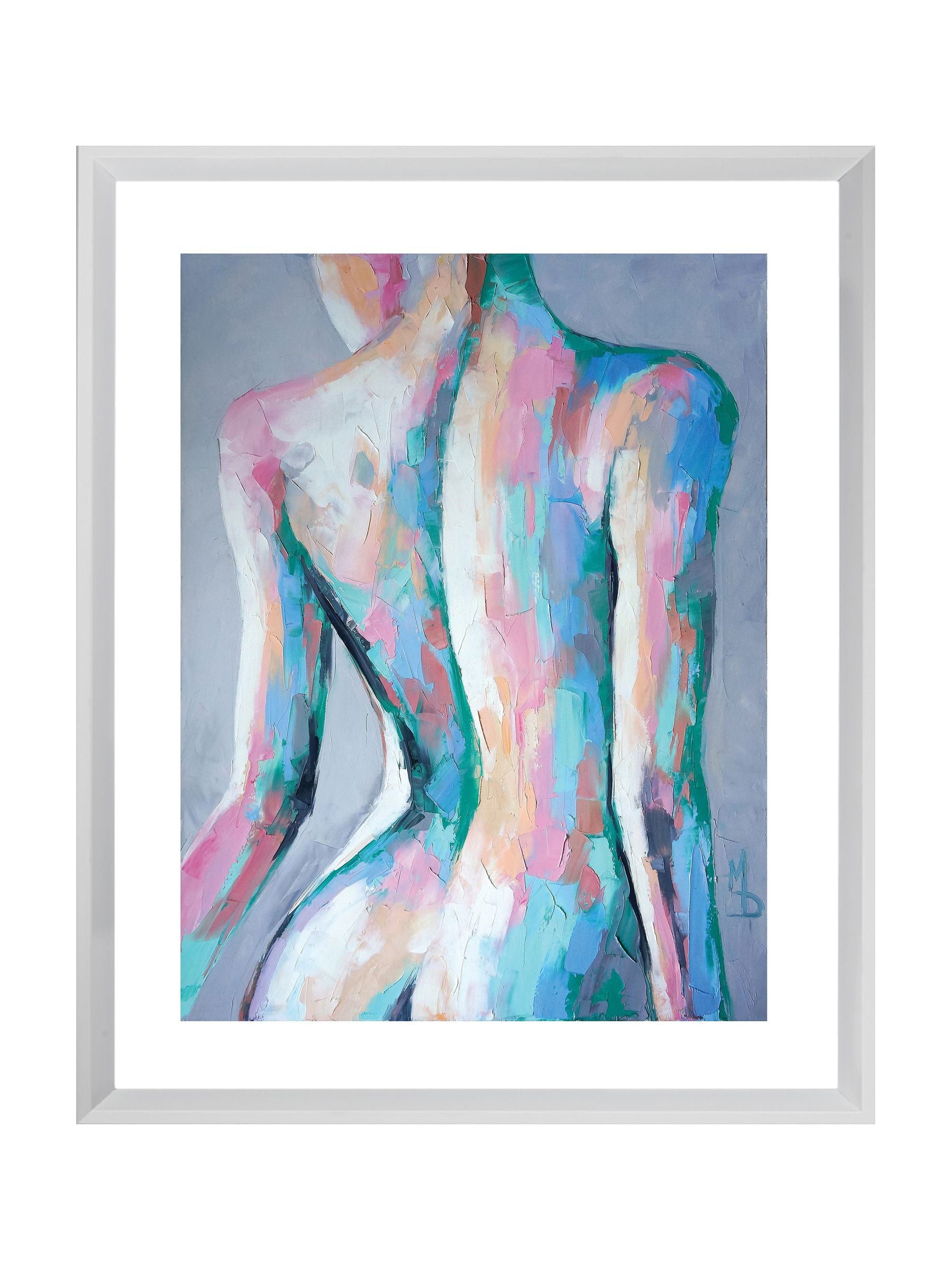 Brookpace Lascelles pink contemporary life drawing artwork in white frame (British brand)