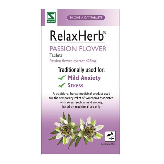 RelaxHerb Passion Flower Anxiety & Stress Tablets 425mg    30 per pack