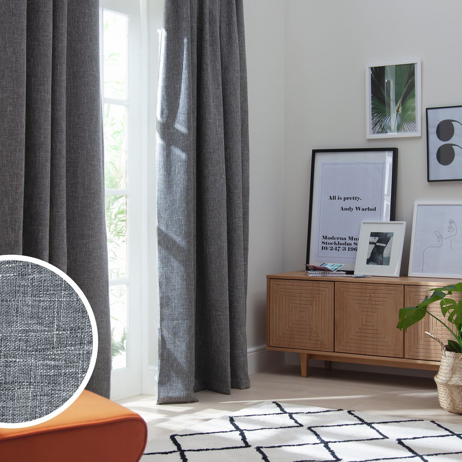 Habitat blackout curtains charcoal pencil pleat 117x137cm, UK version