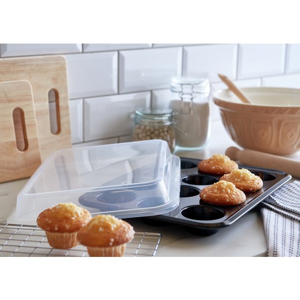 Habitat 12 cup muffin tray with plastic cover, imported from the UK
