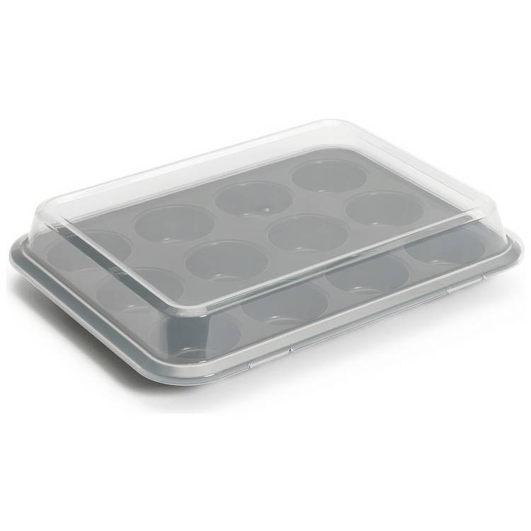 Habitat 12 cup muffin tray with plastic cover, imported from the UK