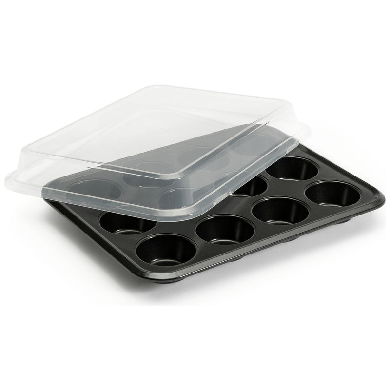 Habitat 12 cup muffin tray with plastic cover, imported from the UK