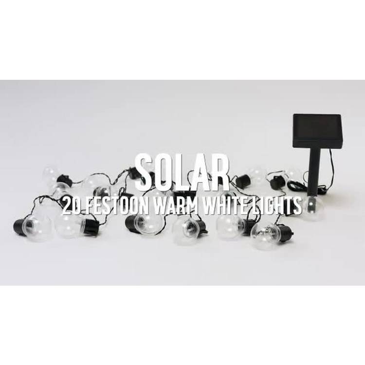 Habitat festoon solar lights 20 warm white 6m - British product