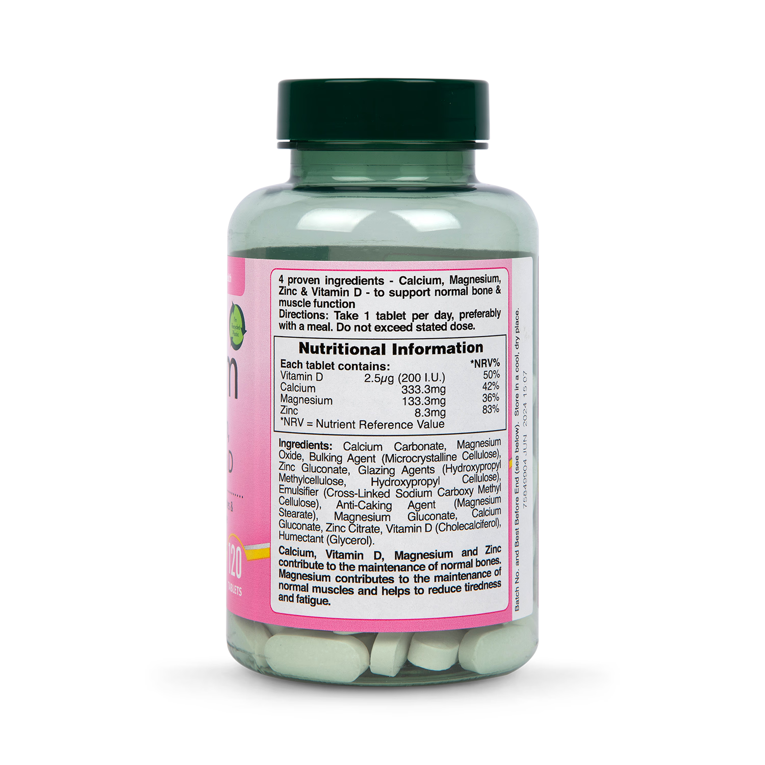 Holland & Barrett Calcium Magnesium Vitamin D 120 Tablets - British product